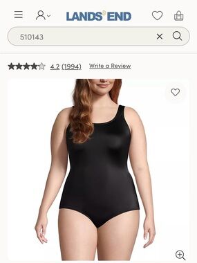 Lands' End Women's One Piece NWT Plus Size 20W Lycra Excellent Condition Black